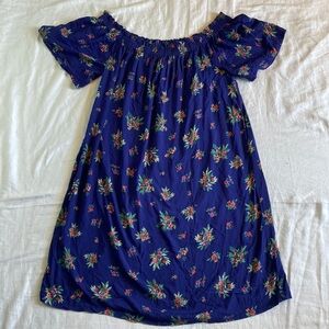 Peyton & Parker Popover Tent Dress Floral Lg Bump Friendly Ruched Off Shoulder